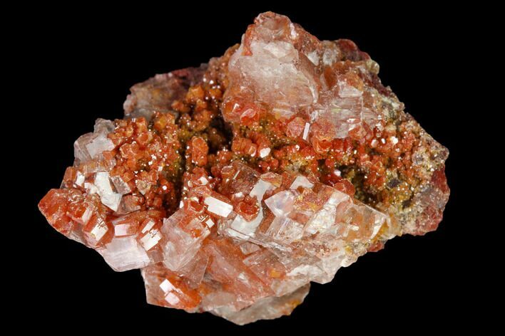 Vanadinite and Calcite Crystal Association - Apex Mine, Mexico #165330